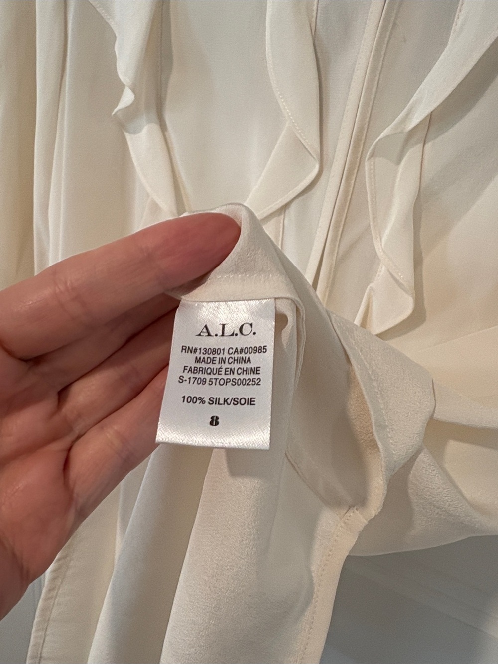 A.L.C x Barney’s Cream Mendel Silk Ruffle Blouse 8 - Picture 6 of 6